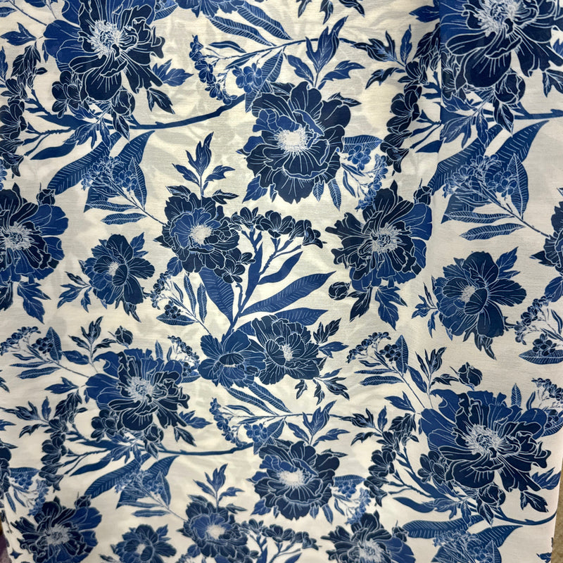 Dark Blue Floral Chiffon Fabric - SKU 376-01