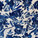 Royal Blue Floral Chiffon Fabric - SKU 376