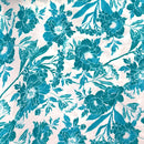 Aqua Blue Floral Chiffon Fabric - SKU 394
