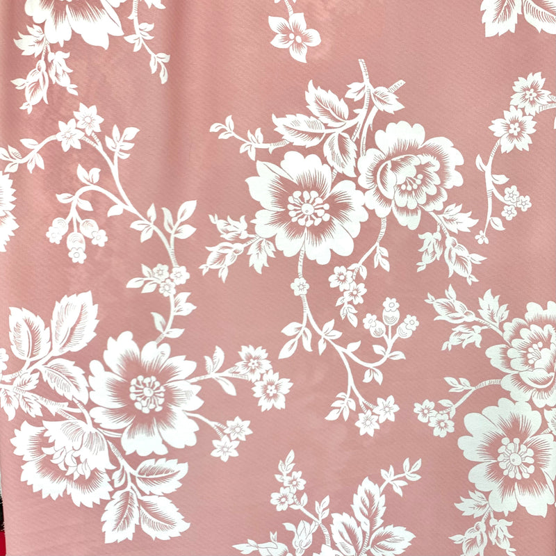 Rose Petal Floral Print Wool Dobby Fabric - SKU 320