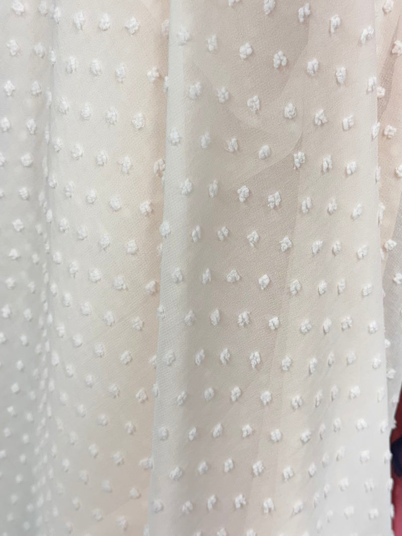 Coconut Cream Chiffon Dot Fabric - SKU 388