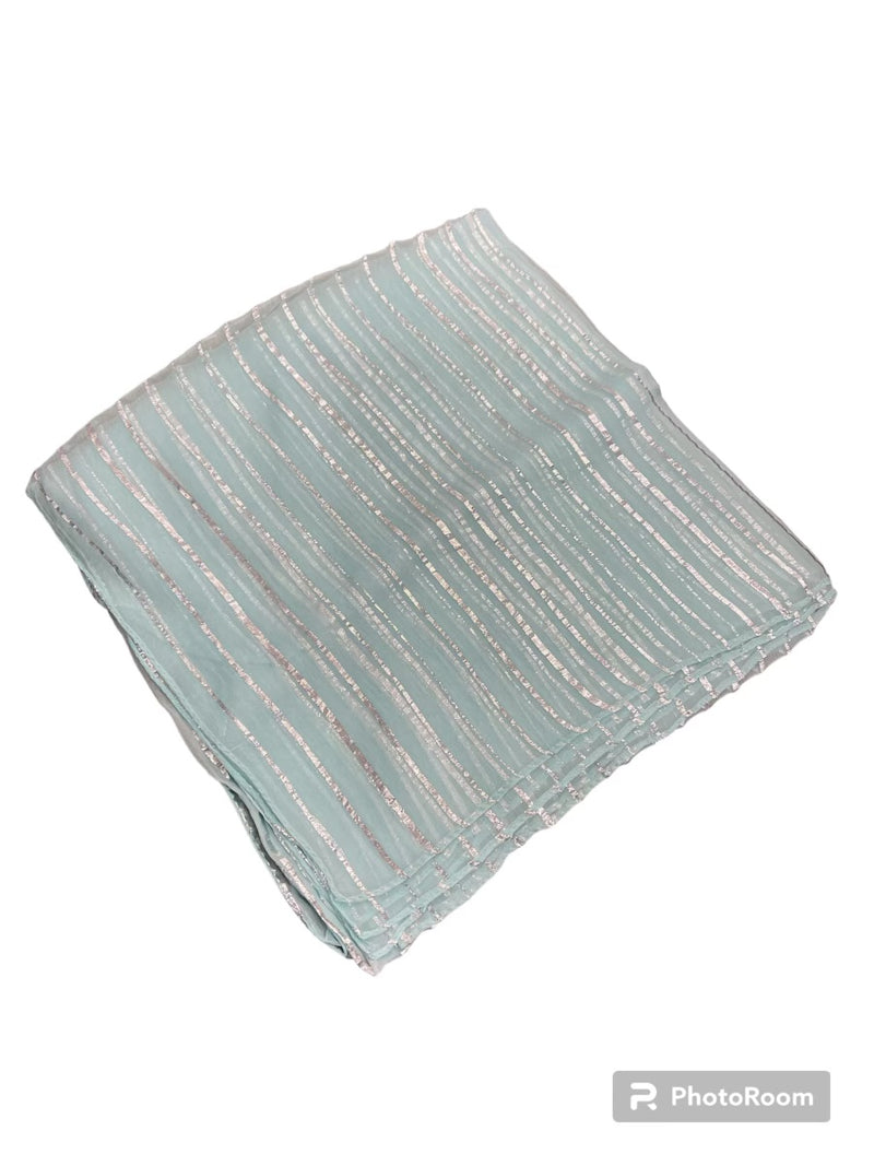 Quench Blue Silver Lurex Chiffon Scarf -SKU 318-01