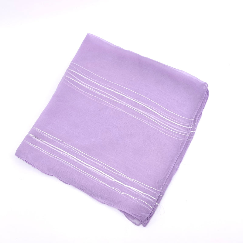 Lavender Silver Lurex Chiffon Scarf -SKU 224