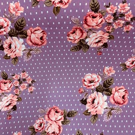 Dusty Purple Floral Print Wool Dobby Fabric - SKU 263