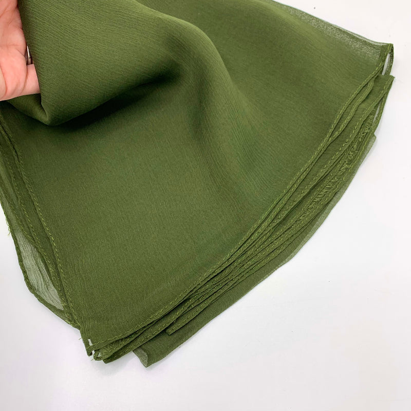 Olive Solid Chiffon Scarf -SKU 231-01