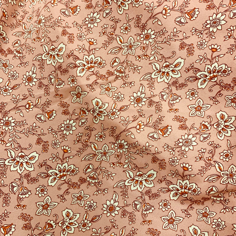 Mauve Floral Print Wool Dobby Fabric - SKU 245