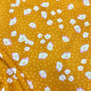 Gold Floral Print Wool Dobby Fabric - SKU 246