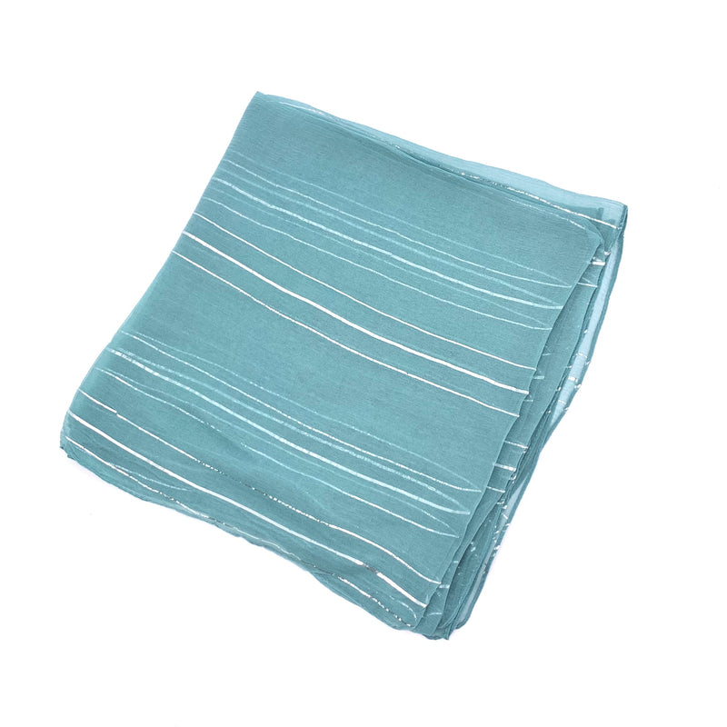 Lagoona Blue Silver Lurex Chiffon Scarf -SKU 225