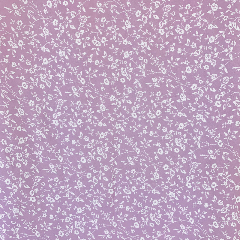 Dainty Lilac Floral Print Wool Dobby Fabric - SKU 159