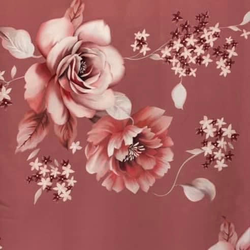 Toasted Mauve Floral Print Wool Dobby Fabric - SKU 218