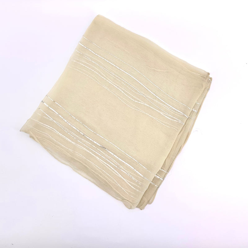 Cream Silver Lurex Chiffon Scarf -SKU 230