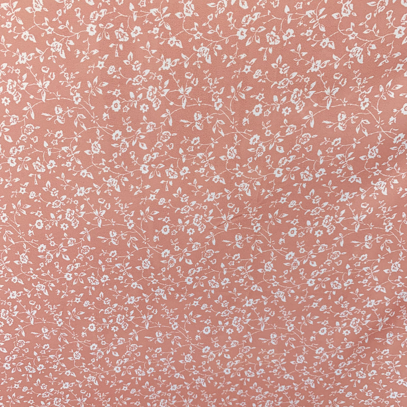 Dainty Sweet Coral Floral Print Wool Dobby Fabric - SKU 148