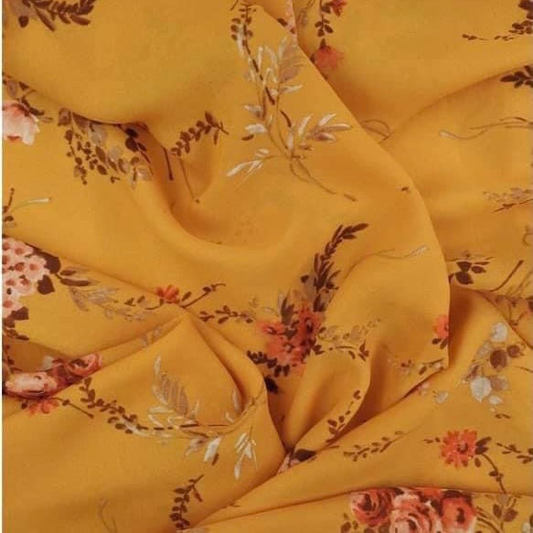 Mango Floral Print Wool Dobby Fabric - SKU 259