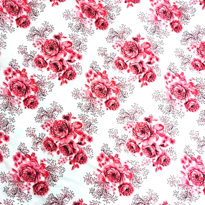 Strawberry Ice Floral Print Wool Dobby Fabric - SKU 187