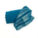 Tile Blue Silver Lurex Chiffon Scarf -SKU 198
