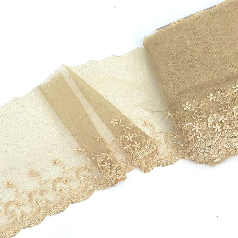 Champagne Gold Tule Lace Trim - SKU 208