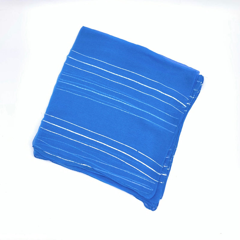 Hyper Blue Silver Lurex Chiffon Scarf -SKU 226