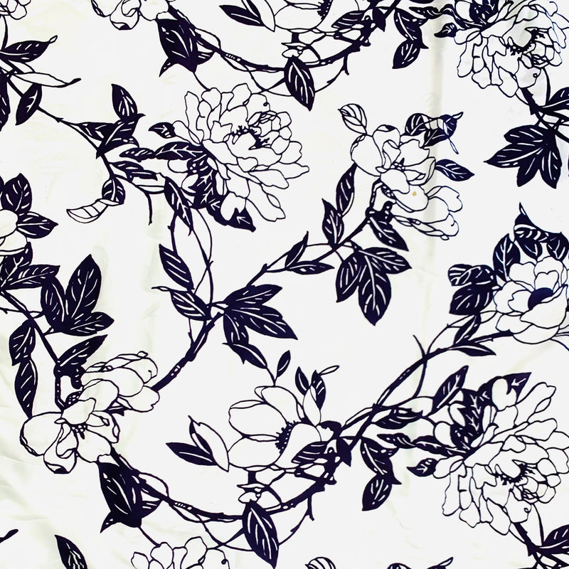 Blackberry Floral Print Wool Dobby Fabric - SKU 274